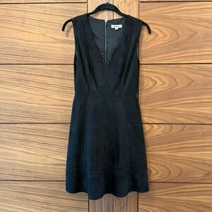 BB Dakota Lynne Faux Suede Fit & Flare Black LBD Skater Dress Size 4